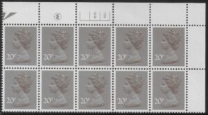 X999 (UG49)  Waddington 20p  dull purple. Cyld. 15A 10B no dot   U/M (MNH)