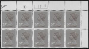 X999 (UG49)  Waddington 20p  dull purple. Cyld. 15A 10B dot   U/M (MNH)