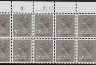 X999 (UG49)  Waddington 20p  dull purple. Cyld. 14A 10B no dot   U/M (MNH)