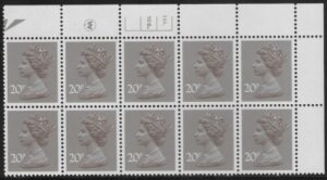 X999 (UG49)  Waddington 20p  dull purple. Cyld. 14A 10B dot   U/M (MNH)