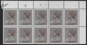 X999 (UG49) Waddington 20p dull purple. Cyld. 5A 6B dot U/M (MNH)