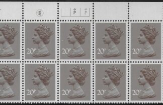 X999 (UG49)  Waddington 20p  dull purple. Cyld. 5A 6B dot   U/M (MNH)