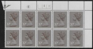 X999 (UG49)  Waddington 20p  dull purple. Cyld. 6A 6B no dot   U/M (MNH)