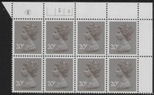 X999 (UG49)  Waddington 20p  dull purple. Cyld. 5A 6B no dot   U/M (MNH)