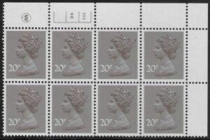 X999 (UG49)  Waddington 20p  dull purple. Cyld. 10A 9B no dot   U/M (MNH)