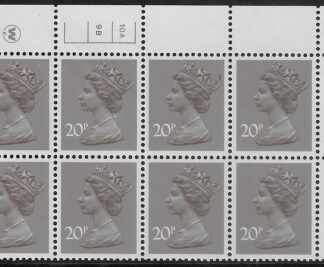 X999 (UG49)  Waddington 20p  dull purple. Cyld. 10A 9B no dot   U/M (MNH)