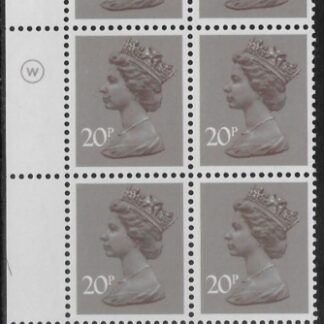 X999 (UG49)  Waddington 20p  dull purple. Cyld. 22A 14B no dot. (shade 2)  U/M (MNH)