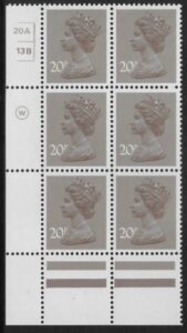 X999 (UG49) Waddington 20p dull purple. Cyld. 20A 13B no dot. U/M (MNH)