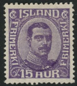 1920 Iceland SG.123 King Christian X 15a violet mounted mint
