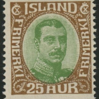 1920 Iceland SG.125  King Christian X  25a yellow-green and brown mounted mint