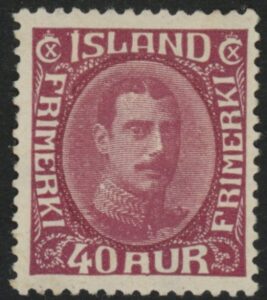 1932 Iceland SG.190. 40a claret mounted mint