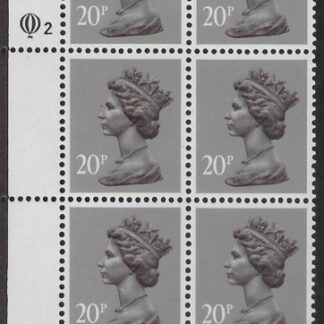 X1014 (UG50)  Questa 20p  dull purple.  perf L(P) Cyld. Q2Q2    U/M (MNH)