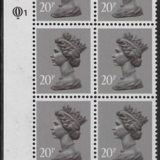 X1014 (UG50)  Questa 20p  dull purple.  perf L(I)  Cyld. Q1Q1    U/M (MNH)
