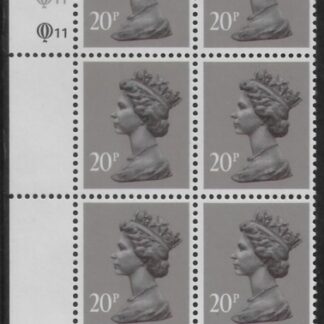 X1014 (UG50)  Questa 20p  dull purple.  perf L(P)  Cyld. Q11Q11   U/M (MNH)