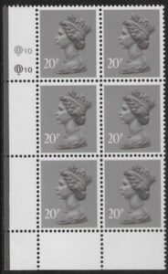 X1014 (UG50) Questa 20p dull purple. perf L(P) Cyld. Q10Q10 U/M (MNH)