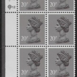 X1014 (UG50)  Questa 20p  dull purple.  perf L(P)  Cyld. Q12Q12   U/M (MNH)