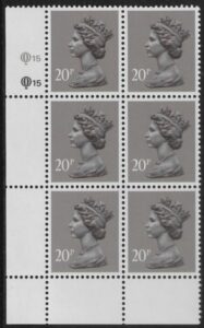 X1014 (UG50)  Questa 20p  dull purple.  perf L(P)  Cyld. Q15Q15   U/M (MNH)