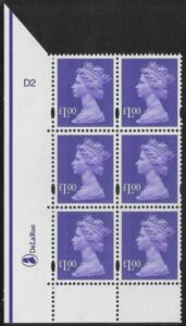 Y1743 (U484) £1 bluish violet. DeLaRue PVA cream. Cyld.D2D2 no dot. phos. D1 U/M (MNH)