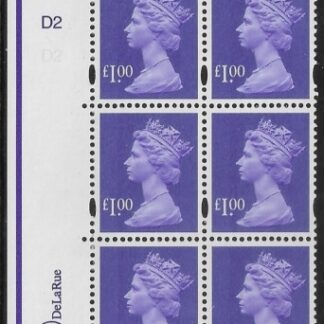 Y1743 (U484) £1 bluish violet. DeLaRue PVA cream. Cyld.D2D2 no dot.  phos. D1  U/M (MNH)
