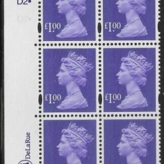 Y1743 (U484) £1 bluish violet. DeLaRue PVA cream. Cyld.D2D2  dot.  phos. D1  U/M (MNH)