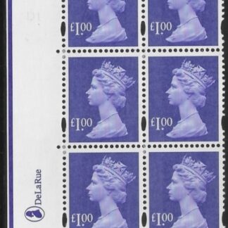 Y1743 (U483) £1 bluish violet. DeLaRue PVA bluish. Cyld.D1D1  no dot.  phos. D1  U/M (MNH)