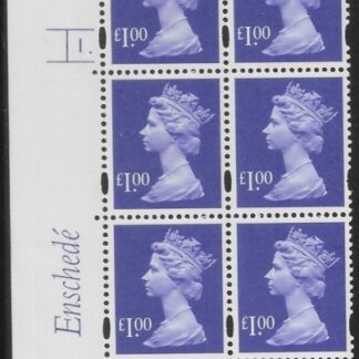 Y1743 (U480) £1 bluish violet. Enschedé. PVA bluish. Cyld. 1 dot. U/M (MNH)