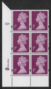 Y1667 (U69F) 1p crimson. DLR. PVA cream. Cyld. 2 dot. blue fluor U/M (MNH)