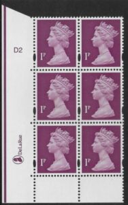 Y1667 (U69F) 1p crimson. DLR. PVA cream. Cyld. 2 no dot. blue fluor U/M (MNH)