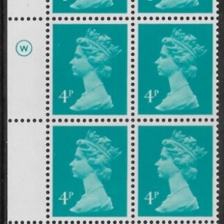 X997 (UG13)  Waddington 4p greenish blue Cyld. 16a12b  no dot.  U/M (MNH)