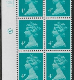 X997 (UG13)  Waddington 4p greenish blue Cyld. 16a12b  dot.  U/M (MNH)