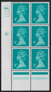 X997 (UG13) Waddington 4p greenish blue Cyld. 16a12b dot. U/M (MNH)