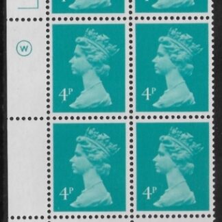 X997 (UG13)  Waddington 4p greenish blue Cyld. 15a11b  no dot.  U/M (MNH)