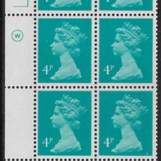 X997 (UG13)  Waddington 4p greenish blue Cyld. 15a11b  no dot.  U/M (MNH) A
