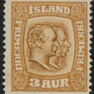 1914 Iceland SG.110 Kings Christian IX and Frederik VIII 3a yellow-brown mounted mint