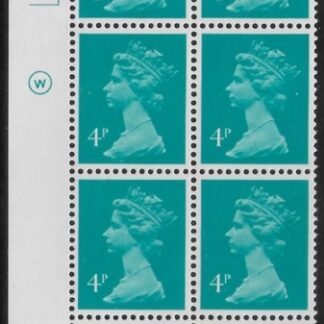 X997 (UG13)  Waddington 4p greenish blue Cyld. 13a11b   dot.  U/M (MNH)