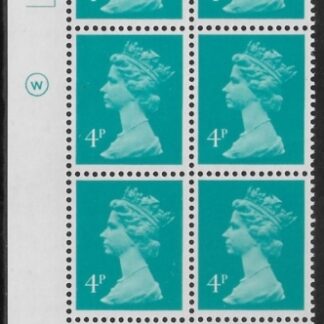 X997 (UG13)  Waddington 4p greenish blue Cyld. 12a10b  dot.  U/M (MNH)