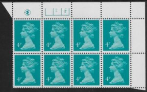 X997 (UG13) Waddington 4p greenish blue Cyld. 11a 9b no dot. U/M (MNH)