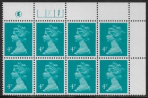 X997 (UG13) Waddington 4p greenish blue Cyld. 10a 8b dot. U/M (MNH)