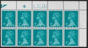 X997 (UG13)  Waddington 4p greenish blue Cyld. 10a 8b  dot.  U/M (MNH)