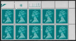 X997 (UG13) Waddington 4p greenish blue Cyld. 8a 6b dot. U/M (MNH)