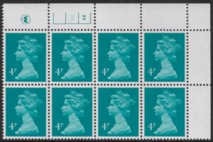 X997 (UG13) Waddington 4p greenish blue Cyld. 8a 6b no dot. U/M (MNH)