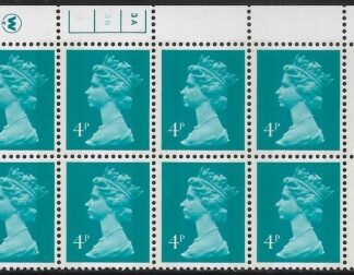 X996 (UG12)  Waddington 4p greenish blue Cyld. 3a,3b phos 4  no dot.  U/M (MNH)