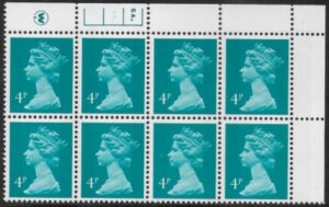 X996 (UG12)  Waddington 4p greenish blue Cyld. 6a 4b phos.3  dot.  U/M (MNH)