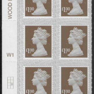 U2934 £1 bistre brown 2B  M19L  cyld. W1  grid position R3 C2   SBP T3 s/L  Walsall  U/M (MNH)