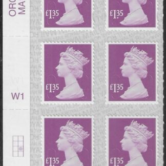 U2940a £1.35 mauve 2B  M19L  cyld. W1  grid position R3 C2   SBP  T3 s/L  Walsall  U/M (MNH)