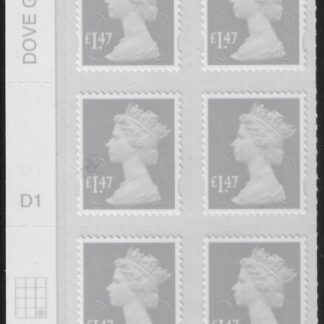 U2945 £1.47 lavender-grey 2B  M14L  cyld. D1  grid position R4 C3   SBP  plain  DLR  U/M (MNH)