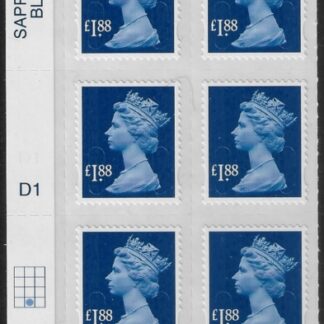 U2953 £1.88 blue MA13 cyld. D1 grid position R4 C2  SBP  plain  DLR U/M (MNH)