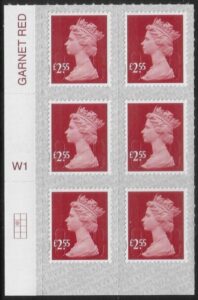 U2962 £2.55 dp.rose-red  M20L cyld. W1 grid position R2 C1 SBP  T3 s/L  Walsall  U/M (MNH)