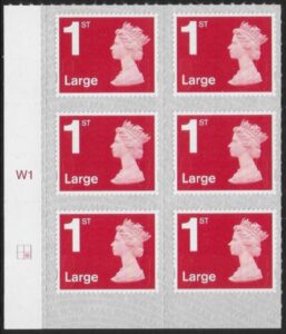 U3003 1st Large brt. scarlet. M19L cyld. W1 grid position R2 C2 SBP T2 L/s Walsall U/M (MNH)