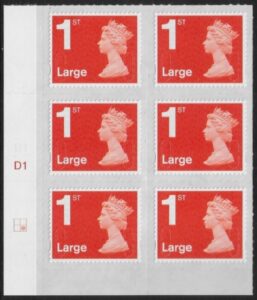 U3002 1st Large. vermilion M16L cyld. D1 grid position R2 C2 DLR U/M (MNH)